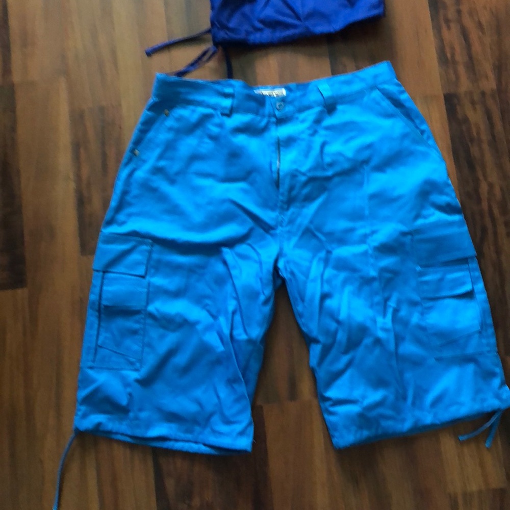 Hot! Carolina blue 100% cotton cargo shorts